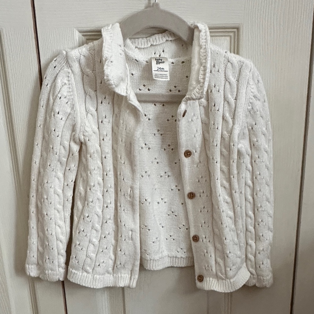 White Cable Knit toddler Sweater